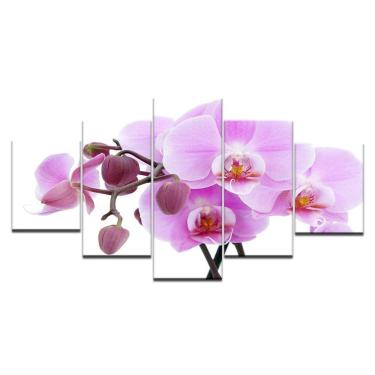 Imagem de Quadro Decorativo Orquídea Rosa Kyme 5 Peças 115 x 60 cm