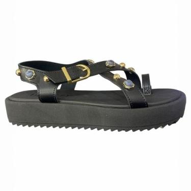 Imagem de Sandália Moleca Papete Feminina com Pedraria Confortável Plataforma Le