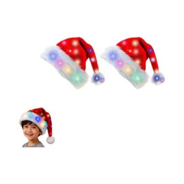 Imagem de Chapéu De Festa De Pelúcia Com LED Piscante Do Papai Noel Para Criança