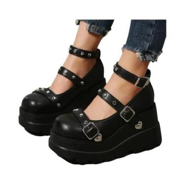 Imagem de Sandálias Femininas Clássicas Punk Lolita Com Salto Super Alto Platafo