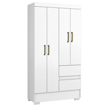 Imagem de Guarda Roupa Solteiro Coimbra 4 Portas 100 Cm Branco Armoveis