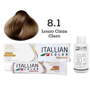 Imagem de Kit Coloração Itallian Color 8.1 Louro Claro Cinza + Oxi 30