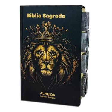 Imagem de Bíblia Sagrada Evangélica Com Índice Abas Adesivas - Leão Coroa - REI 