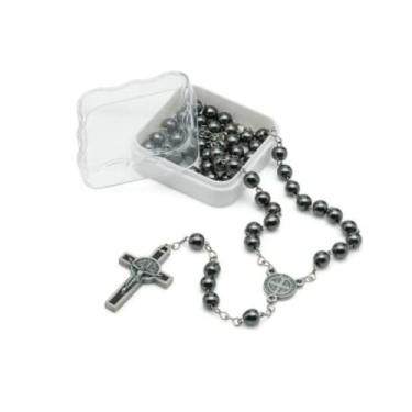 Imagem de Terço Hematita 6mm Inox São Bento