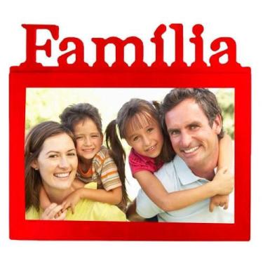 Imagem de Porta Retrato Família 20x15cm Vermelho - Gici Decor