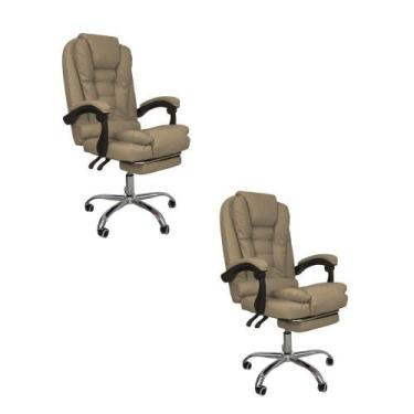 Imagem de Kit 2 Cadeiras De Escritório Presidente Soft Ergonômica Apoio Para Pés