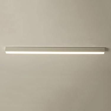 Imagem de E Minimalista Led Luz De Teto Linear Moderno Corredor Flush Mount Barra De Luz De Teto Metal Preto Longa Tira Luminária De Iluminação Branca Luz De Teto De Escritório Para Casa Cozinha Ilha