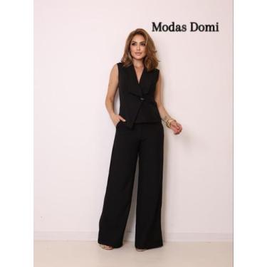 Imagem de Modas Domi- Conjunto Feminino Calça Pantalona e Colete com Detalhe de 
