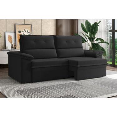 Imagem de Sofá XFlex Aspen 1.80m Retrátil Reclinável Suede Preto - X-Flex