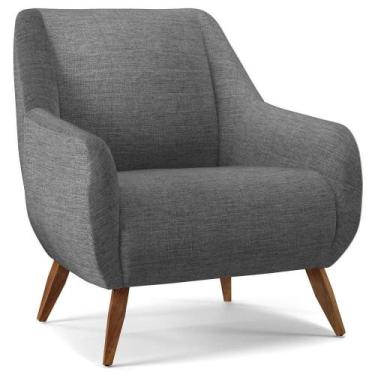 Imagem de Poltrona Pés De Madeira Paloma D02 Linho Cinza Escuro C-416 - LYAM DEC