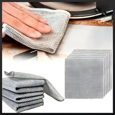 Imagem de Kit 5 Panos Metálicos Limpeza Fogão e Bancada Fio de Metal Não Arranha Reutilizável Prata Premium Colchões