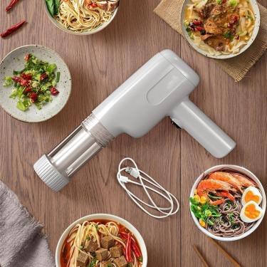 Imagem de Máquina de Macarrão Portátil Elétrica Prensa de Massas Totalmente Automática em Abs e Aço Inoxidável com Bateria 1800mAh