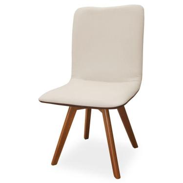 Imagem de Cadeira Karla Giratória Estrutura Madeira Maciça com Assento em Linho Bege