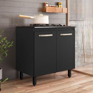 Imagem de Balcão De Cozinha Para Cooktop 4 E 5 Bocas 80 Cm 2 Portas Freijó Off White Cristal