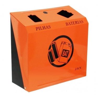 Imagem de Suporte para Descarte de Pilhas e Baterias com Adesivo para Separação de Resíduos Laran...