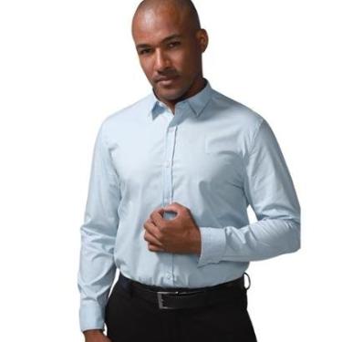 Imagem de Camisa Calvin Klein Jeans Masculina Slim Fit New CKJ Logo Azul Claro-Masculino