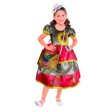 Imagem de Vestido Junino Moderno Infantil Fantasia Cangaceira de Luxo Com Bolsa 