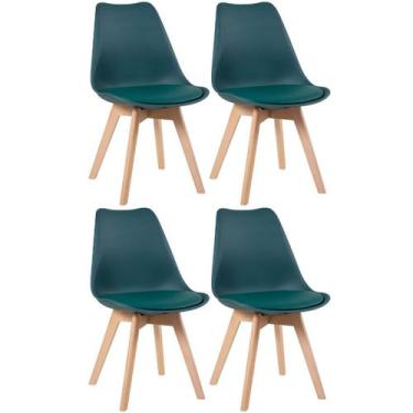 Imagem de Kit 4 Cadeiras Laráz Leda com Assento Estofado Verde escuro - Laraz