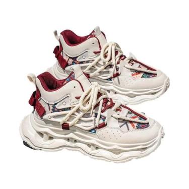 Imagem de Tênis Masculino Cano Médio Com Sola Grossa Antiderrapante E Amortecida