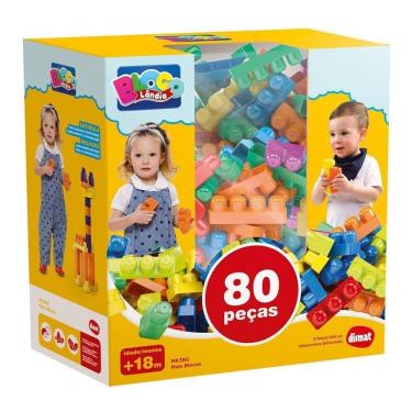Imagem de Blocos De Montar - 80 Peças - Mais Blocos - Dismat