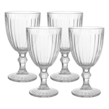 Imagem de Jogo 4 Taça De Vidro Para água Melina Premium Transparente Sucos 320ml