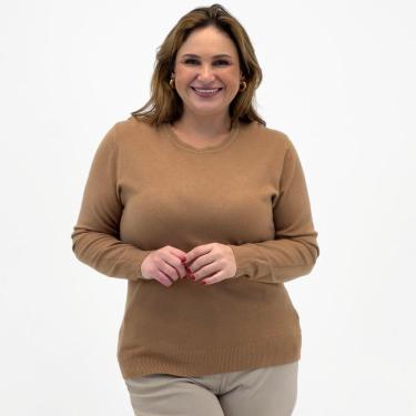 Imagem de Blusa City Lady Tricot Básica Plus Size Gola Redonda Feminina-Feminino