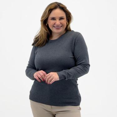 Imagem de Blusa City Lady Tricot Básica Plus Size Gola Redonda Feminina-Feminino