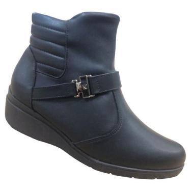 Imagem de Bota Piccadilly Cano Médio Salto Anabela Coturno Ortopédico Cano Baixo