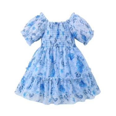 Imagem de Roupas: vestido infantil Kucnuzki para bebês de 6 a 9 meses, azul, flo