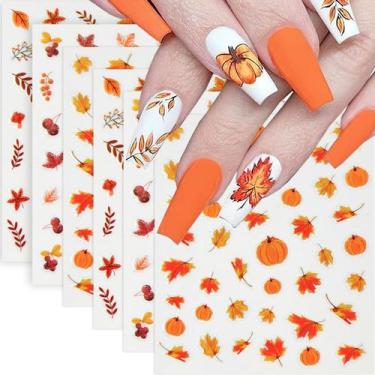 Imagem de Adesivos para Unhas HREJHDS 6 Folhas com Decalques de Folhas de Bordo 