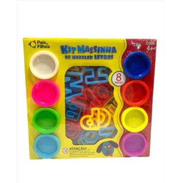 Imagem de Kit Massinha de Modelar Com Letras e 8 Potes Massinha 28gr - Pais e Fi