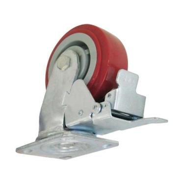 Imagem de Rodízio Fixo 100mm 4'' Carga 50kg Borracha Vermelha MTX