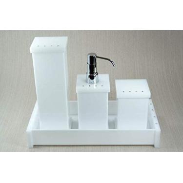 Imagem de Bandeja Retangular em Acrílico Com Strass Branco Decor Acrílicos