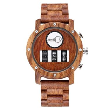 Imagem de Relógios de madeira masculinos feitos à mão de quartzo, relógio de pulso para marido, namorado, meu homem, noivo, presentes de dia dos namorados