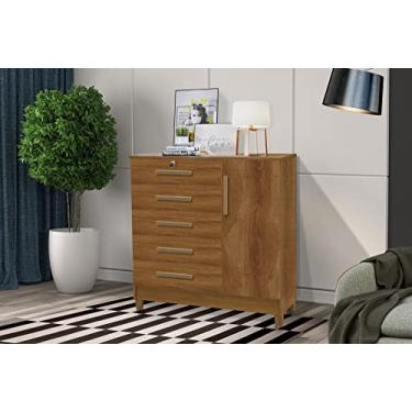 Imagem de Comoda Com 5 Gavetas e 1 Porta Vitória Cor Mel - Rud Rack