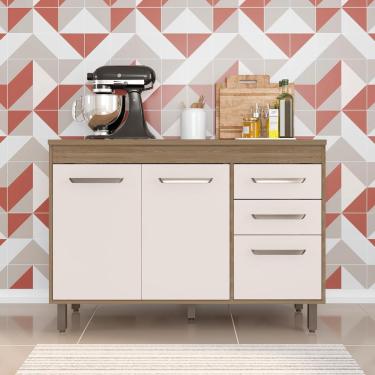 Imagem de Balcão Poliman Barcelona com 3 Portas, 2 Gavetas e 1 Prateleira