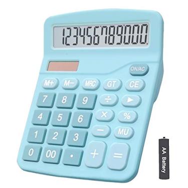 Imagem de Calculadoras, calculadora portátil de mesa BESTWYA de 12 dígitos com visor LCD grande botão sensível (azul, pacote com 1)