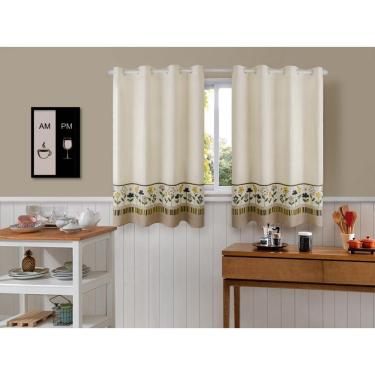 Imagem de Cortina De Cozinha Em Tecido Linhão 4,00M X 1,30M Margaridas
