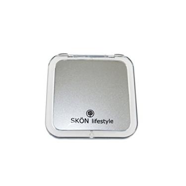 Imagem de (Metallic Silver) - SKON lifestyle Missy 15X/1X Personal Compact Mirror - Powerful 15X magnification & traditional 1X mirror, Full 180 degree opening, Effortless magnetic closure and opening- Metallic Silver