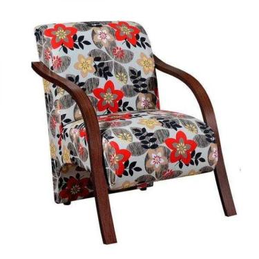 Imagem de Poltrona Vênus 1 Lugar Base Madeira Floral Suede