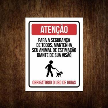 Imagem de Placa Condomínio Atenção Animais Estimação Uso Coleira 36X46
