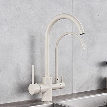 Imagem de Guindaste filtrado preto fosco para cozinha pull out spray 360 rotação torneira filtro de água três vias torneira misturador de cozinha, tipo b, ponto biege, china