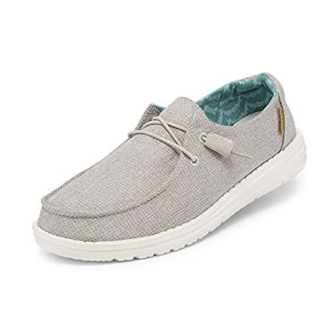 Imagem de Hey Dude Wendy Chambray feminino | Sapatos femininos | Mocassins femininos com cadarço | Confortável e leve, Tecido caramelo, 37
