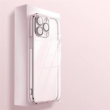 Imagem de Capa compatível com iPhone 13 Pro MAX, revestimento de luxo com capa traseira de TPU macio transparente para mulheres e homens, capa de telefone transparente à prova de choque com película de lente de vidro - ouro rosa
