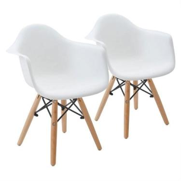 Imagem de Kit 2 Cadeiras Charles Eames Eiffel Design Wood Com Braços - Branca Br