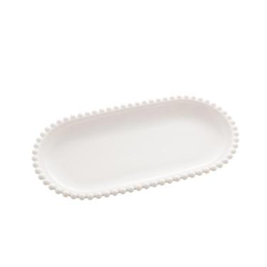 Imagem de Travessa De Porcelana Oval Bon Gourmet Beads Branco 31X15cm