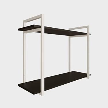 Imagem de Nicho Sala Quarto Cozinha Casa C/Prateleira Dupla Mdf Base Branca (80, Preto)