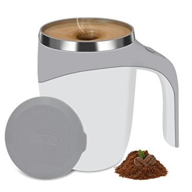 Imagem de JELOVA Caneca de café elétrica com agitação magnética, caneca de mistura elétrica, copo automático e divertido, copo de viagem de aço inoxidável para chocolate, leite, chá, escritório,