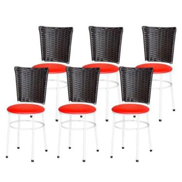 Imagem de Jogo 6 Cadeiras Para Cozinha Branca Hawai Café - Lamar Design