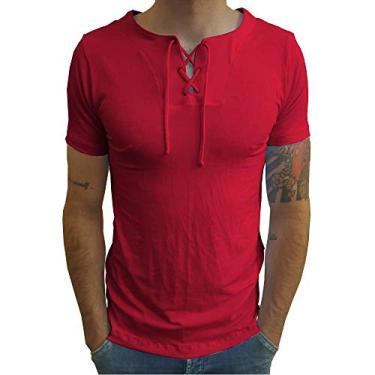 Imagem de Camiseta Bata Viscose Com Elastano Manga Curta tamanho:p;cor:vermelho
